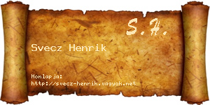 Svecz Henrik névjegykártya